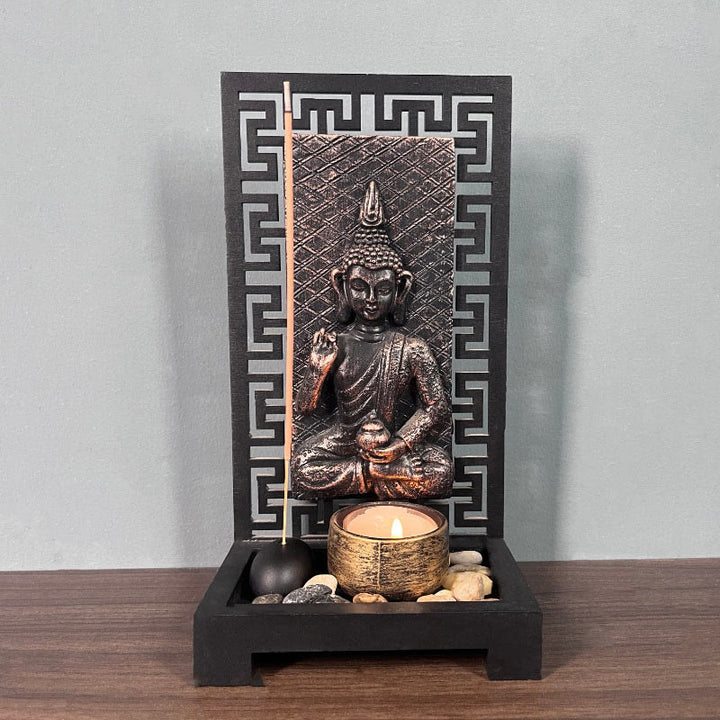Buddha Stones Buddha Compassion Serenity Home Resin Prayer Altar Decoration - Praying Buddha 12.4*23.2cm - image 6