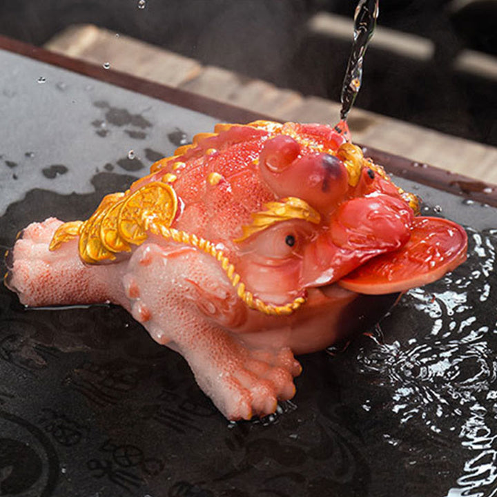 Buddha Stones Color Changing FengShui Wealth Lucky Frog Copper Coin Tea Pet Resin Figurine Decoration - image 18