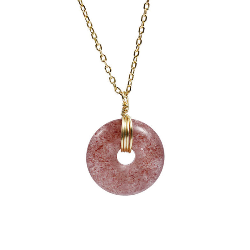 Buddha Stones 925 Sterling Silver Strawberry Quartz Healing Positive Necklace - image 8