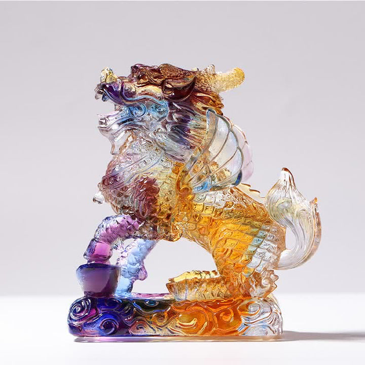 Feng Shui Kirin Handmade Liuli Crystal Art Piece Fortune Home Office Decoration - image 4