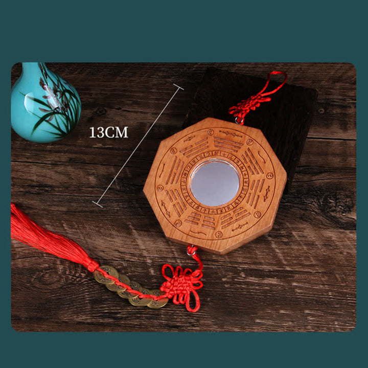 Feng Shui Bagua Map Peach Wood Five-Emperor Coins Chinese Knotting Balance Energy Map Mirror - image 9