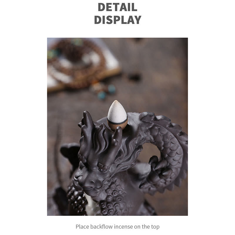 Buddha Stones Dragon Buddha Auspicious Clouds Purple Clay Healing Incense Burner Decoration - image 6
