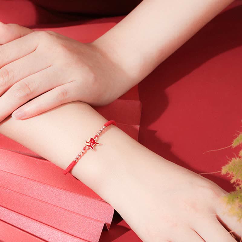 Buddha Stones 925 Sterling Silver Chinese Zodiac Luck Faith Discolor Red String Bracelet - image 9