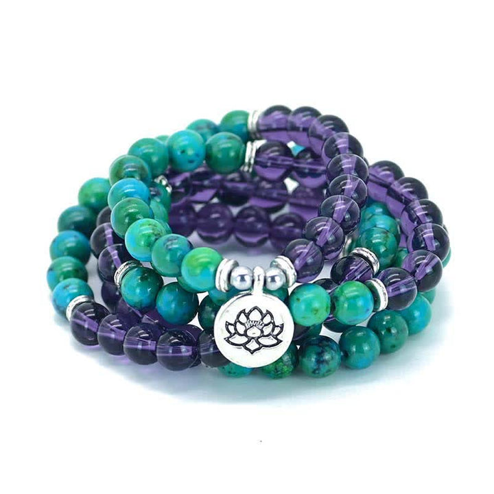 Amethyst Green Aventurine Spiritual Lotus Charm Bracelet - image 3