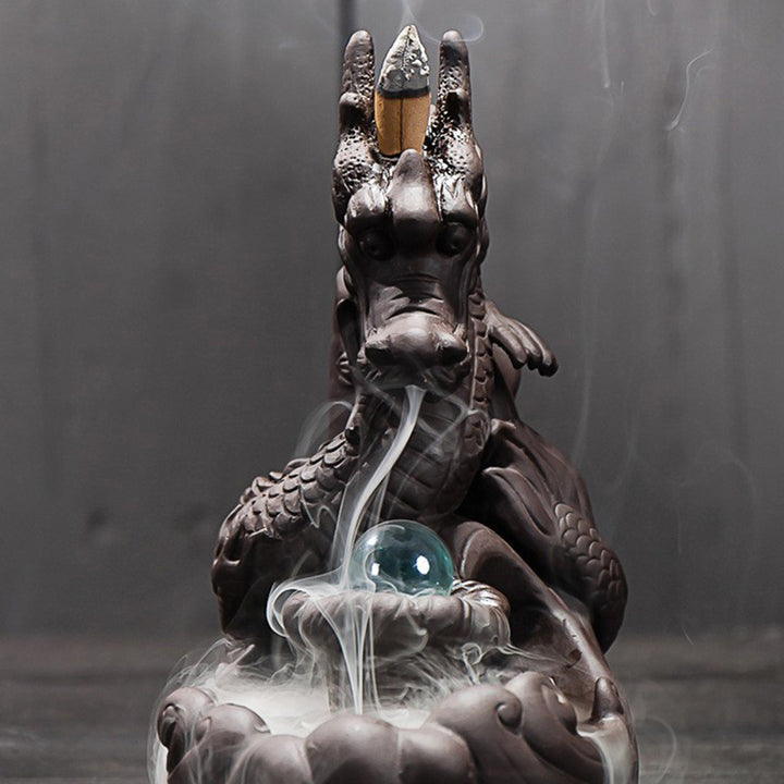 Buddha Stones Tibetan Dragon Protection Incense Burner Decoration - image 1