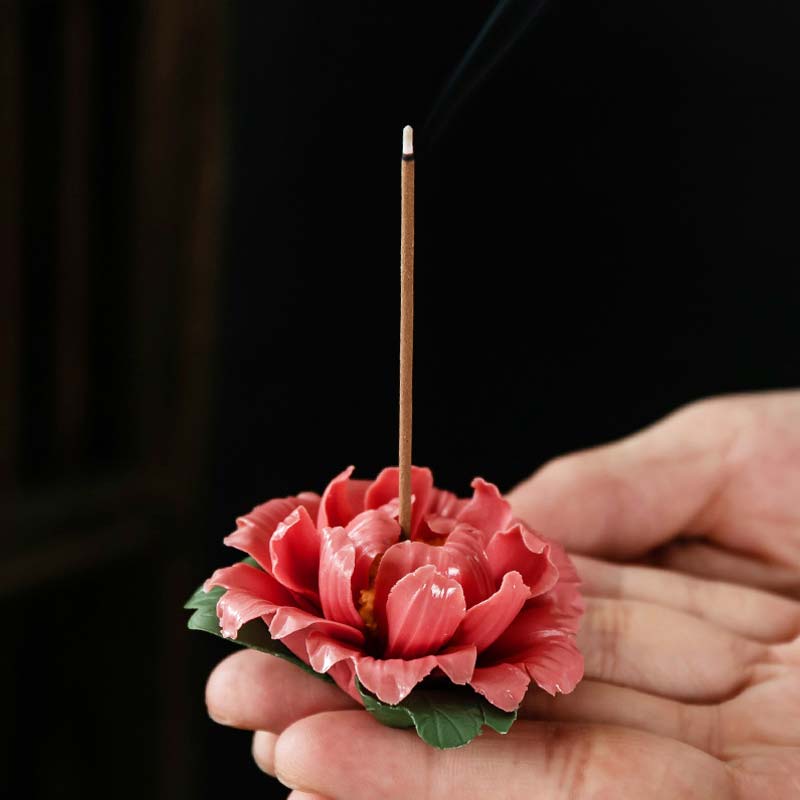 Tibetan Lotus Blessing Ceramic Stick Incense Burner Decoration - image 12