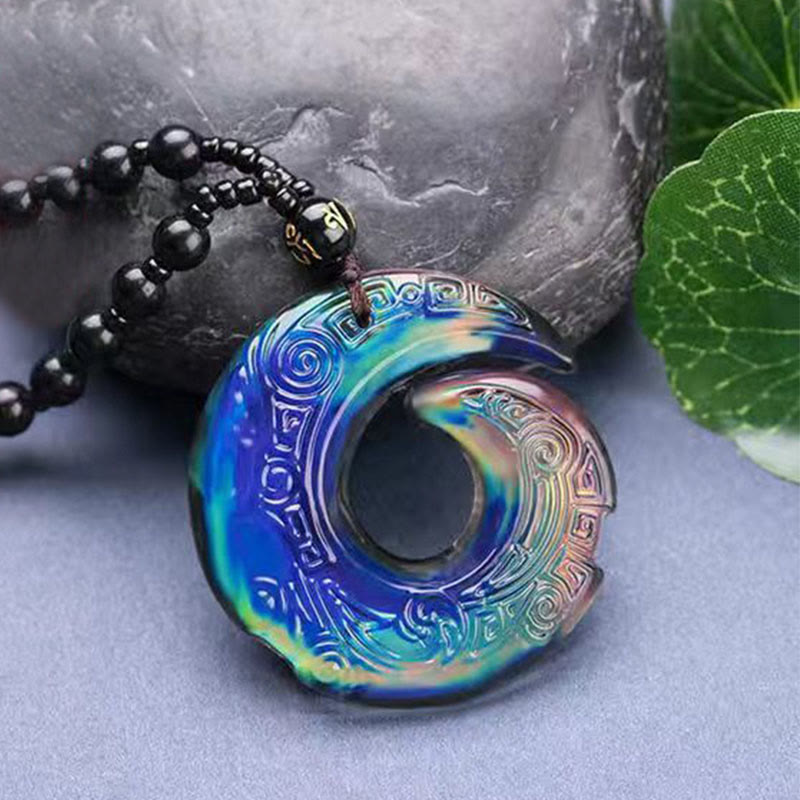 Color-Changing One's Luck Improves Design Pattern Liuli Crystal Necklace Pendant - Color-Changing Pendant+Beads Rope - image 6