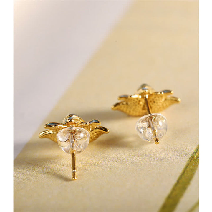 925 Sterling Silver Hetian Cyan Jade Lotus Flower Success Earrings - image 4