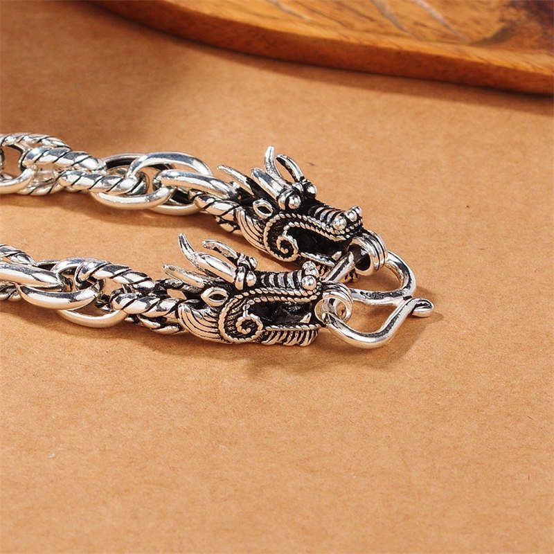 Buddha Stones 925 Sterling Silver Dragon Luck Protection Bracelet - image 4