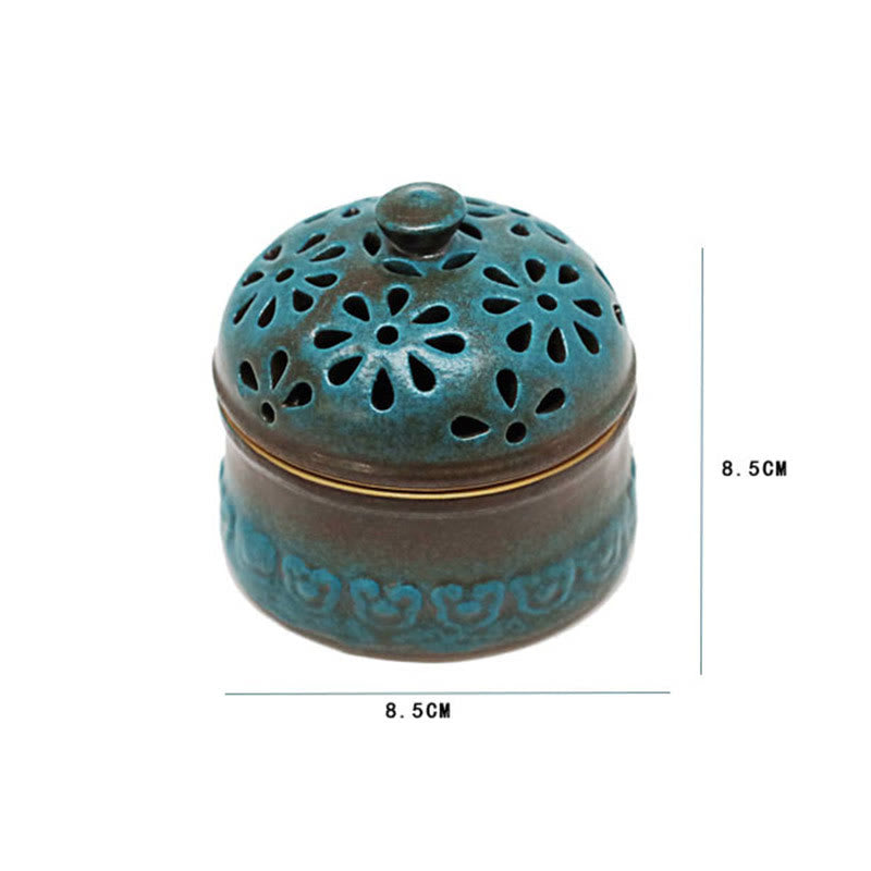 Buddha Stones Mini Hollow Spiritual Meditation Ceramic Small Incense Burner Decoration - image 8