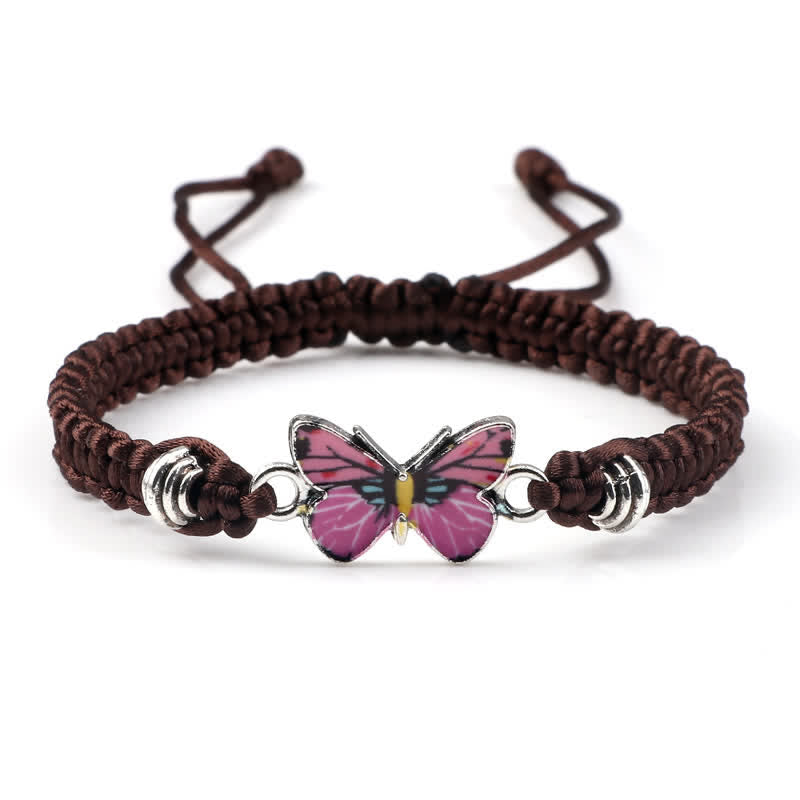 Buddha Stones Butterfly Freedom Love String Charm Bracelet - Brown-Pink Butterfly - image 30
