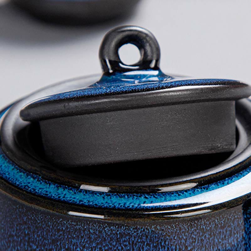 Blue Gradient Color Chinese Gongfu Tea Ceramic Teapot Portable Gift Bag Box Set