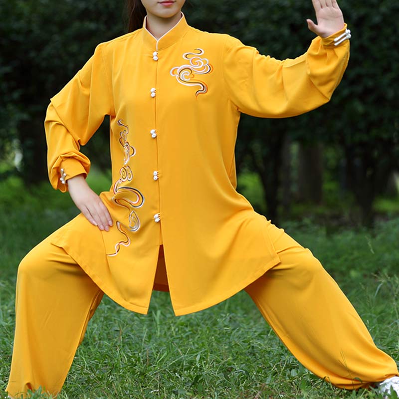 Auspicious Clouds Embroidery Meditation Prayer Spiritual Zen Tai Chi Qigong Practice Unisex Clothing Set - image 2
