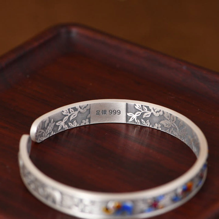Buddha Stones 999 Sterling Silver Elephant Strength Wisdom Bracelet Cuff Bangle - image 6