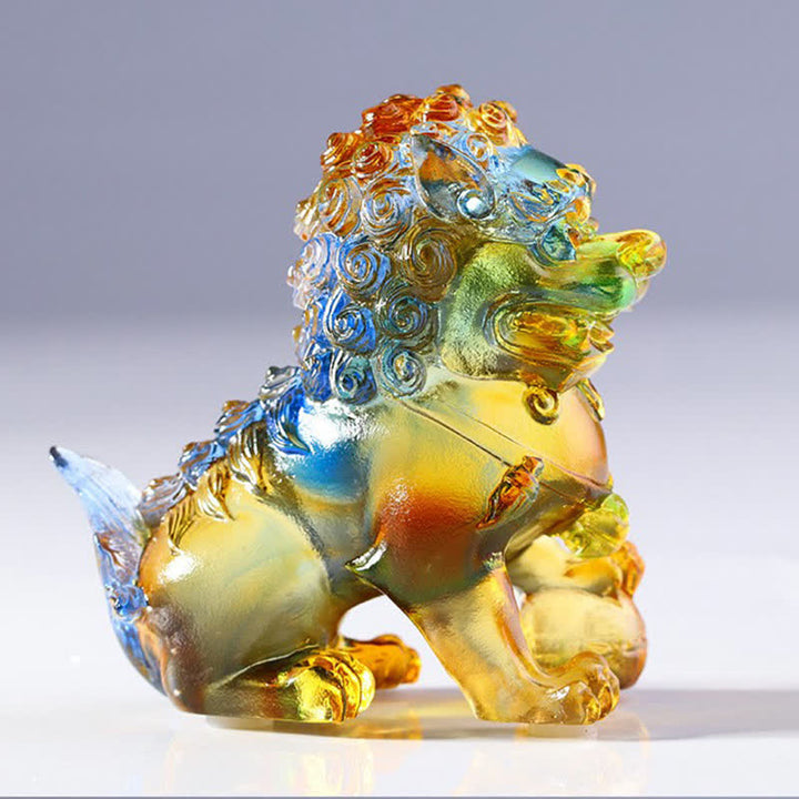 Handmade Liuli Crystal Lion Art Piece Strength Home Office Decoration - image 4