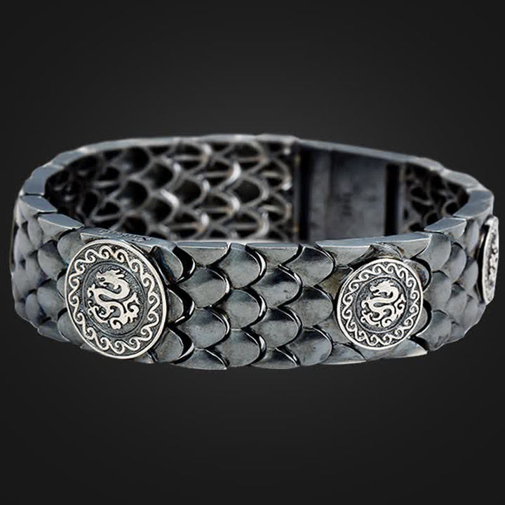 Buddha Stones 925 Sterling Silver Dragon Scales Luck Success Bracelet Bangle - image 4