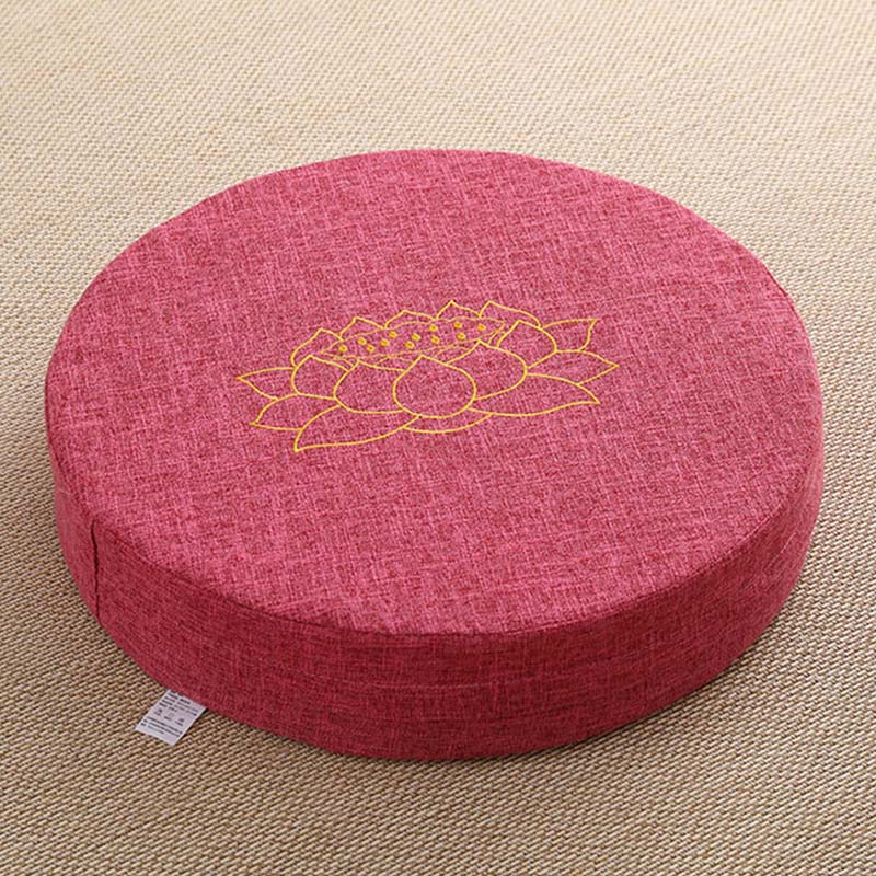 Lotus Embroidery Cotton Linen Meditation Seat Cushion - Soft - 40cm*10cm - DeepPink - image 20