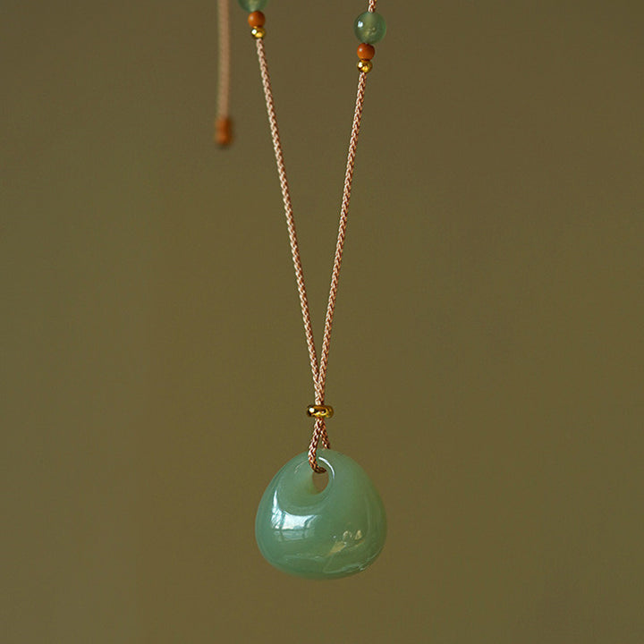 Buddha Stones Natural Jade Luck Prosperity Necklace Pendant - Natural Jade(Color May Vary)+String - image 0