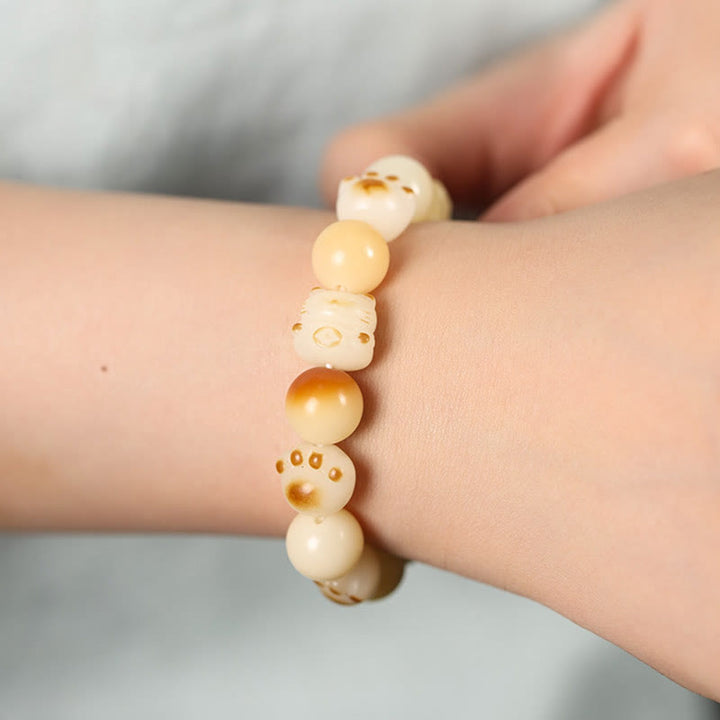Buddha Stones Natural Bodhi Seed Sandalwood Lucky Cute Cat Head Paw Claw Peace Bracelet - image 20