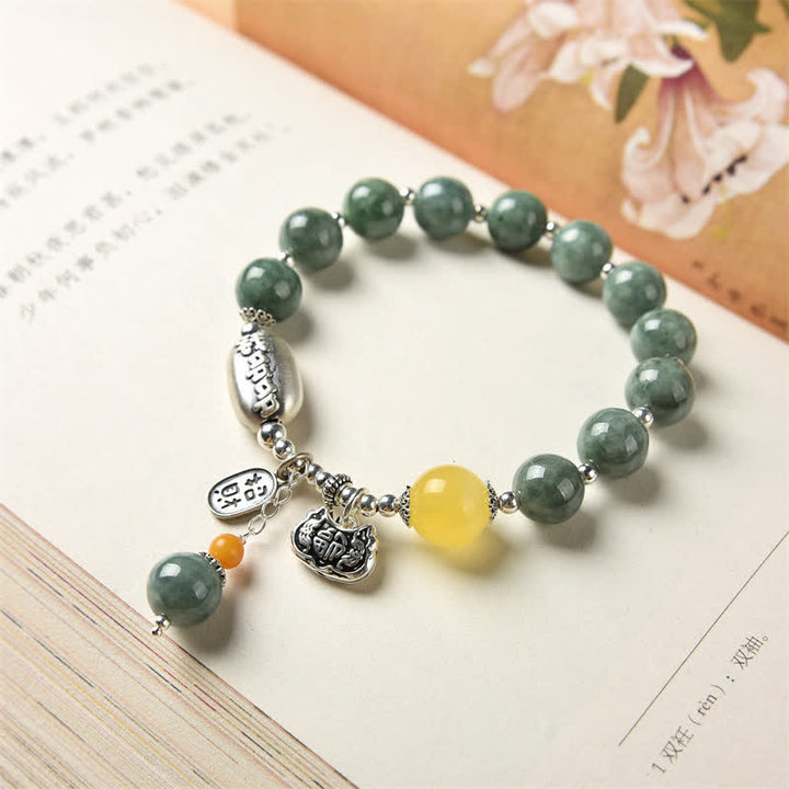 925 Sterling Silver Cyan Jade Amber Success Bracelet - image 7