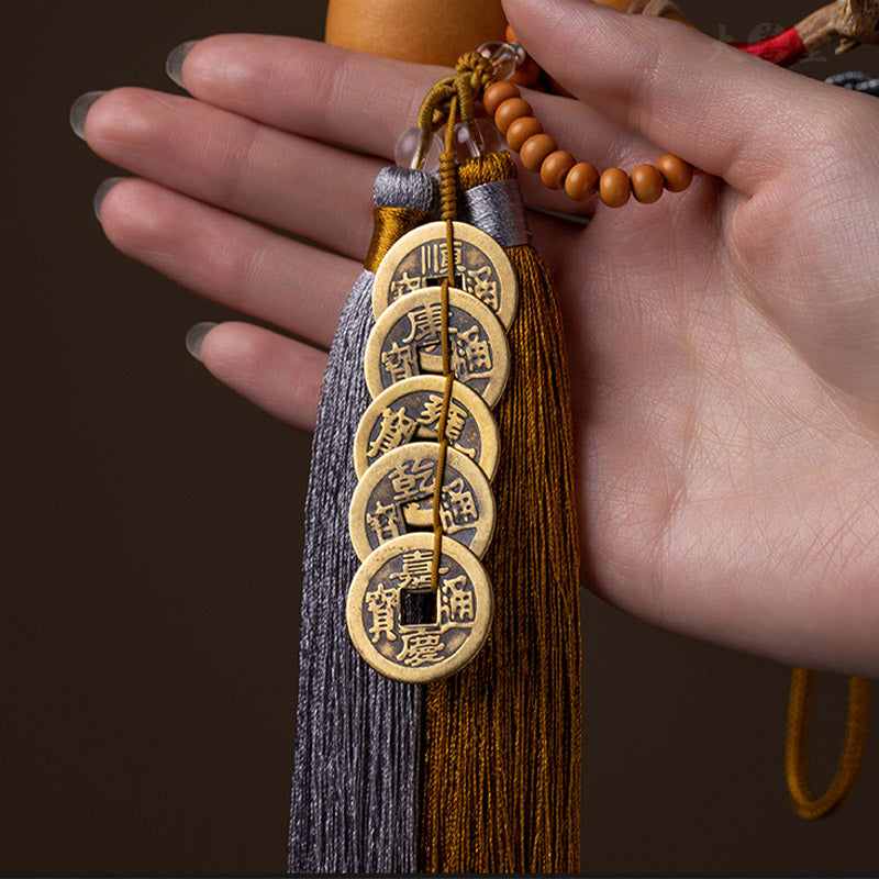 Buddha Stones Feng Shui Coins Gourd Chinese Knot Lucky Coins Five Emperor Money Wealth Tassels Decoration - image 13