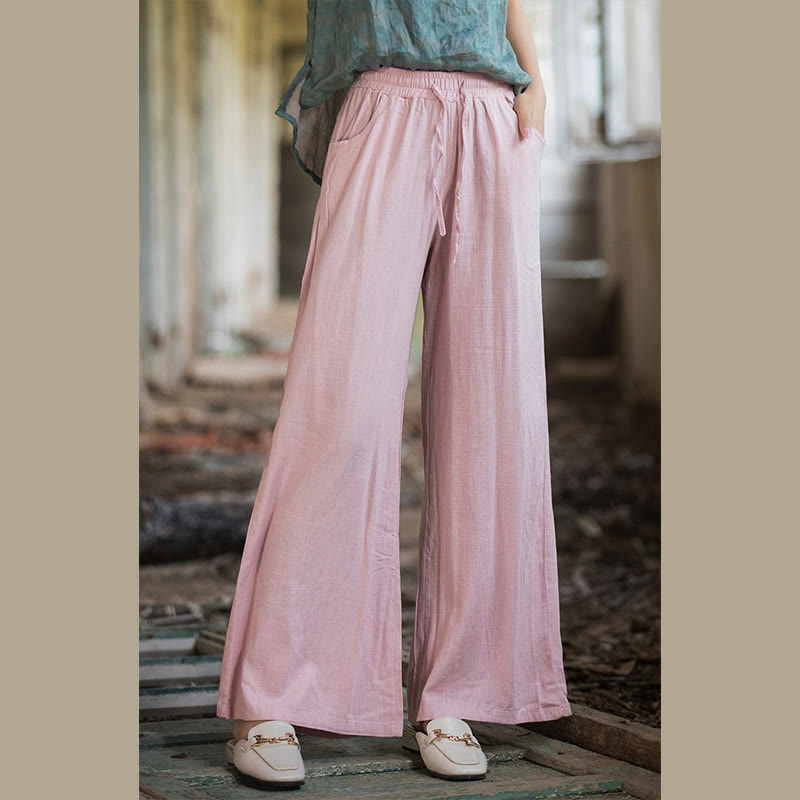 Buddha Stones Plain Wide Leg Pants Dance Women's Yoga Pants With Pockets