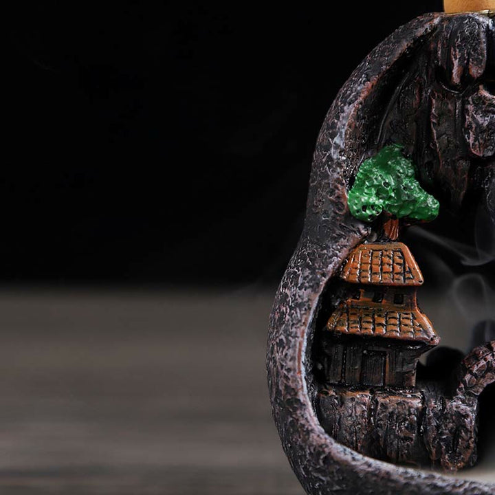 Mountain Bridges Pattern Meditation Resin Backflow Incense Burner - image 7