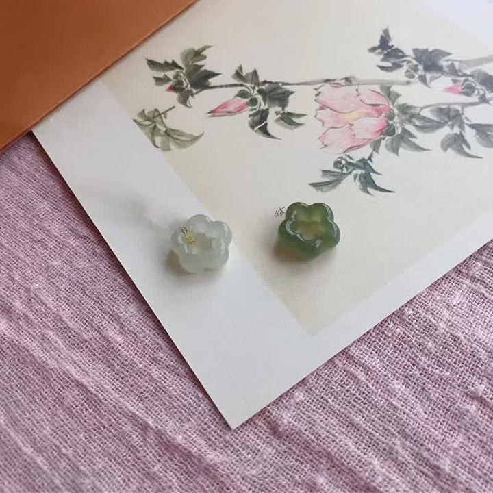 Buddha Stones Dainty Hetian Jade Cyan Jade Luck Floral Charm Necklace Pendant - image 12