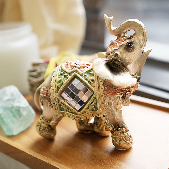 Buddha Stones Lucky Feng Shui Green Elephant Statue Sculpture Wealth Figurine Gift Home Decoration - Small - image 1