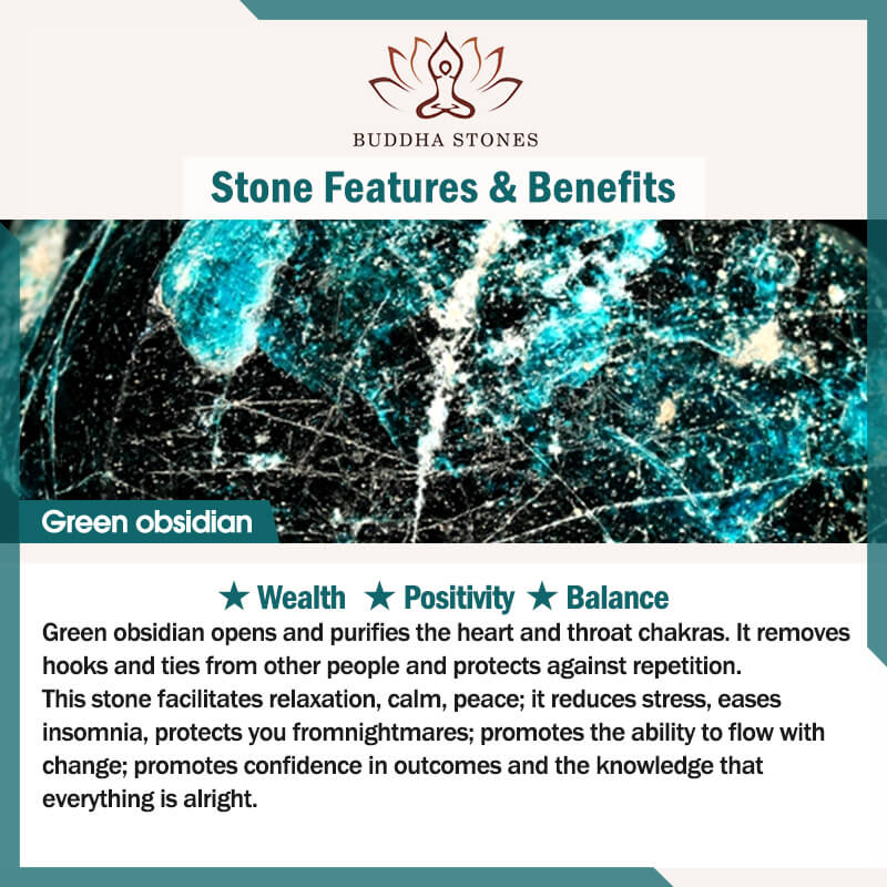 Buddha Stones Natural Green Eye Obsidian Wealth Bracelet - image 8