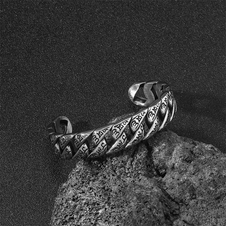 Buddha Stones Tibetan Om Mani Padme Hum Mantra Titanium Steel Peace Cuf Bangle Bracelet - image 5