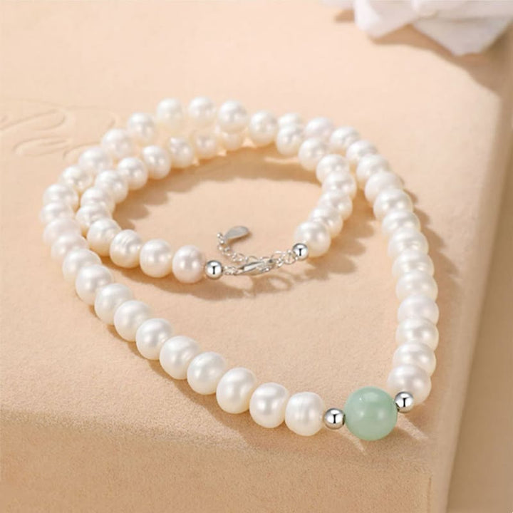 Buddha Stones 925 Sterling Silver Natural Pearl Jade Healing Necklace Bracelet Earrings With Gift Box - image 2