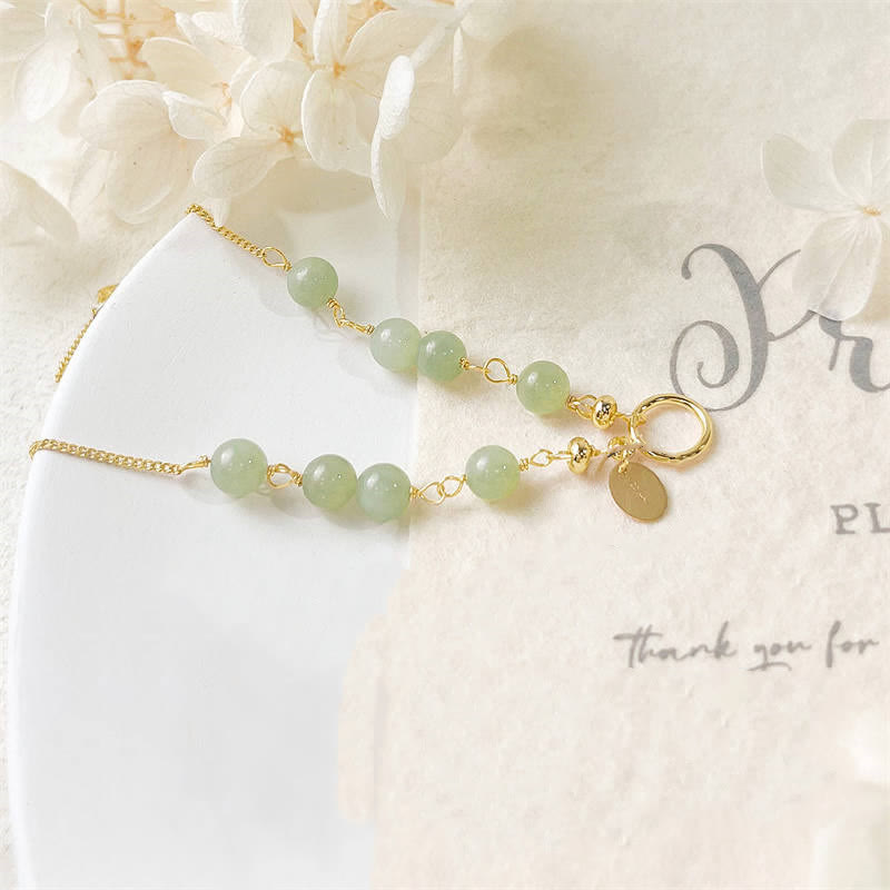 Buddha Stones Unique Natural Hetian Jade 14K Gold filled Luck Beaded Bracelet - image 9