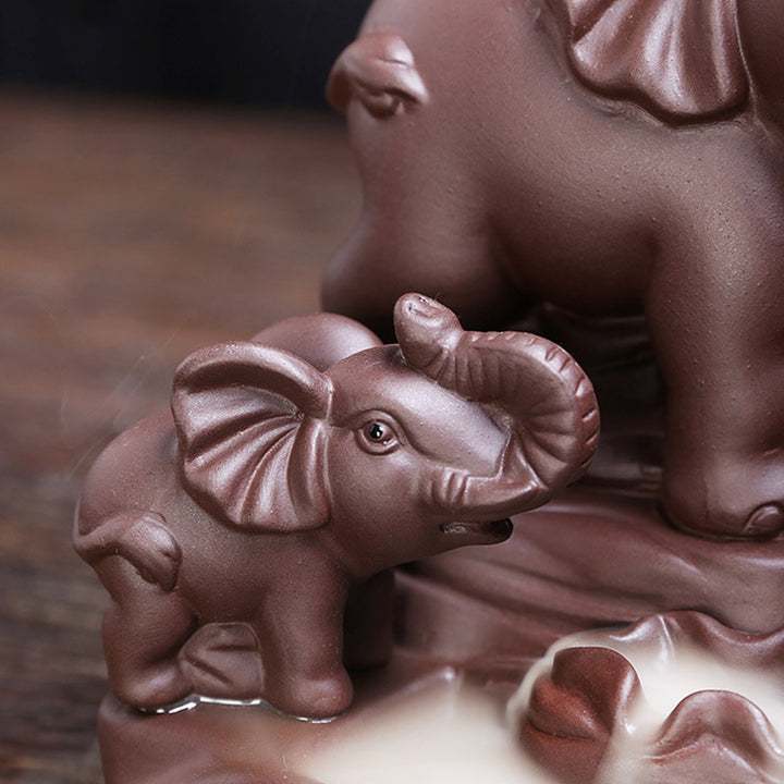 Tibetan Elephant Purple Clay Backflow Smoke Fountain Protection Incense Burner Decoration - image 4