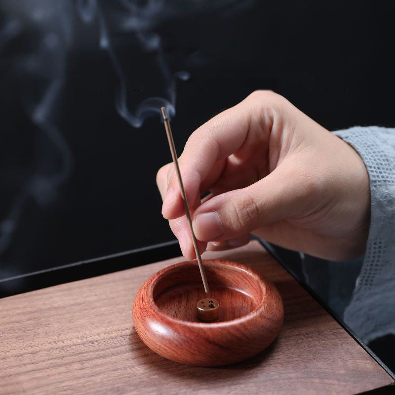 Buddha Stones Mini Ebony Wood Rosewood Meditation Healing Stick Incense Burner Decoration - Rosewood 6.6*2cm - image 6