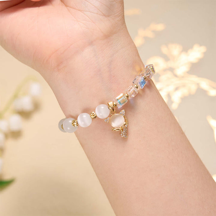 Buddha Stones Cat's Eye Crystal Lucky Clover Star Moon Fish Tail Fox Cat Charm Love Bracelet