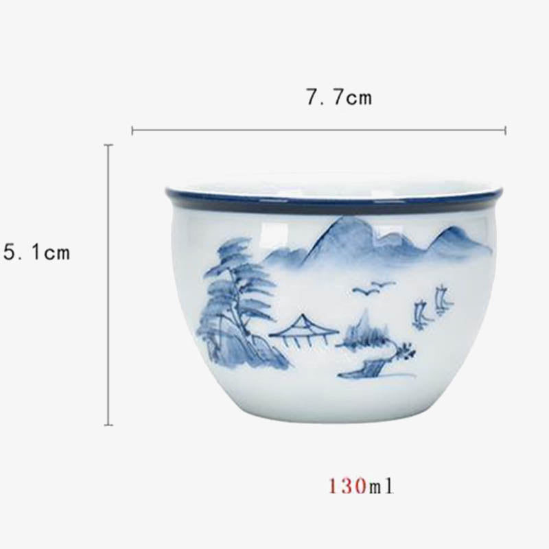 Buddha Stones Koi Fish Lotus Flower Leaf Mountains Tree Ceramic Teacup Kung Fu Tea Cup 130ml