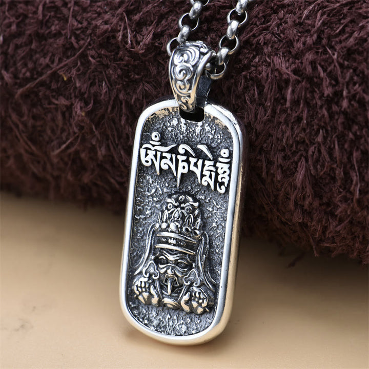Buddha Stones 925 Sterling Silver Zakiram Goddess of Wealth Om Mani Padme Hum Peace Necklace Pendant - image 0