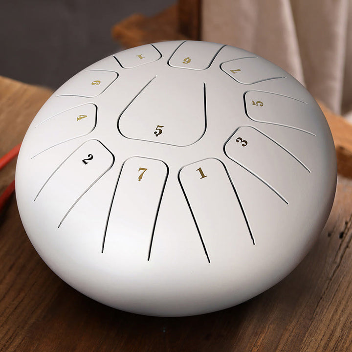 Buddha Stones Steel Tongue Drum Sound Healing Mindfulness Meditation Yoga Drum Kit 11 Note 8 Inch - White - image 6
