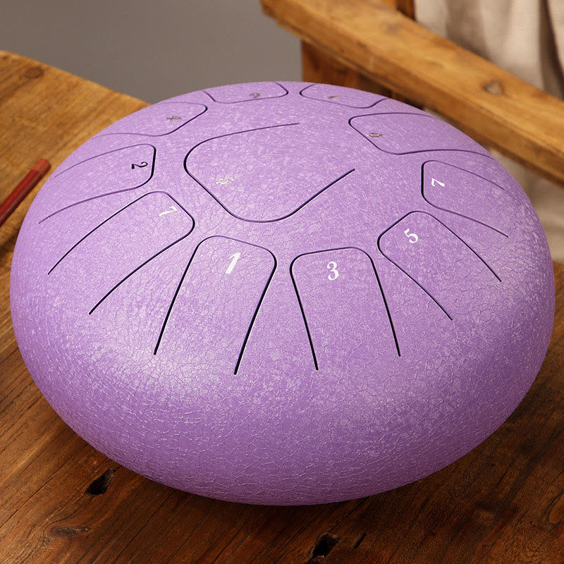 Buddha Stones Steel Tongue Drum Sound Healing Mindfulness Meditation Yoga Drum Kit 11 Note 8 Inch - Purple - image 21