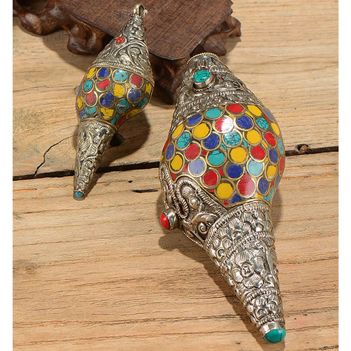 Tibetan Handmade Natural Shankha Colorful Conch Shell Seashell Wealth Home Decoration - image 1