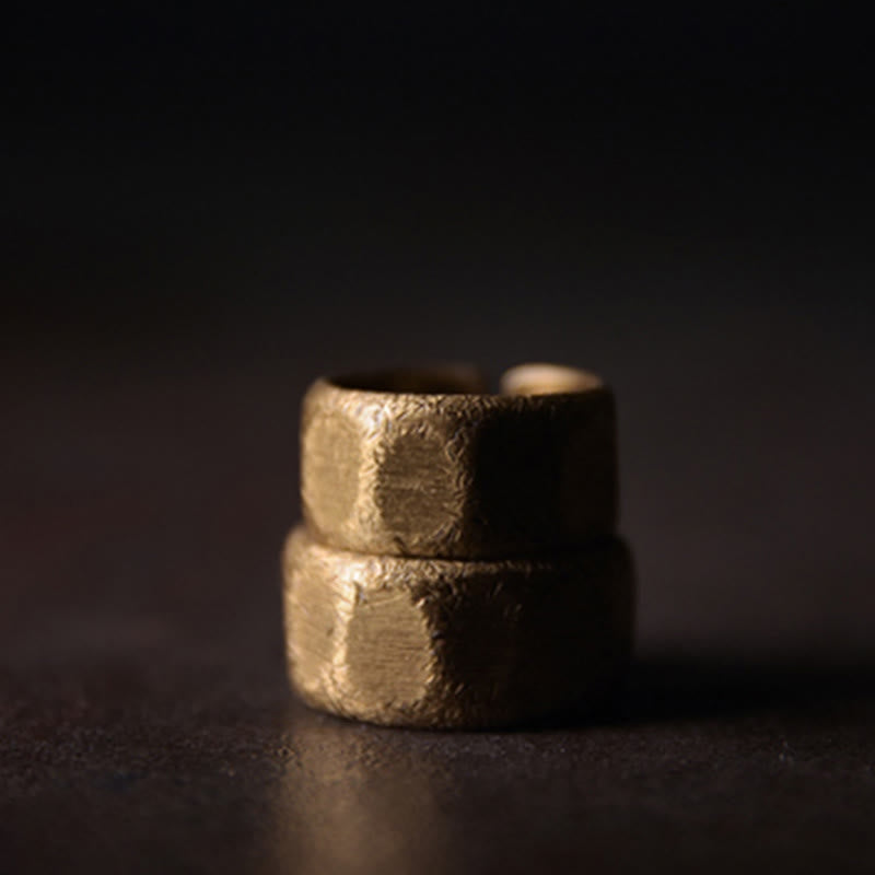 Tibetan Simple Design Copper Brass Frosted Wealth Ring - image 16