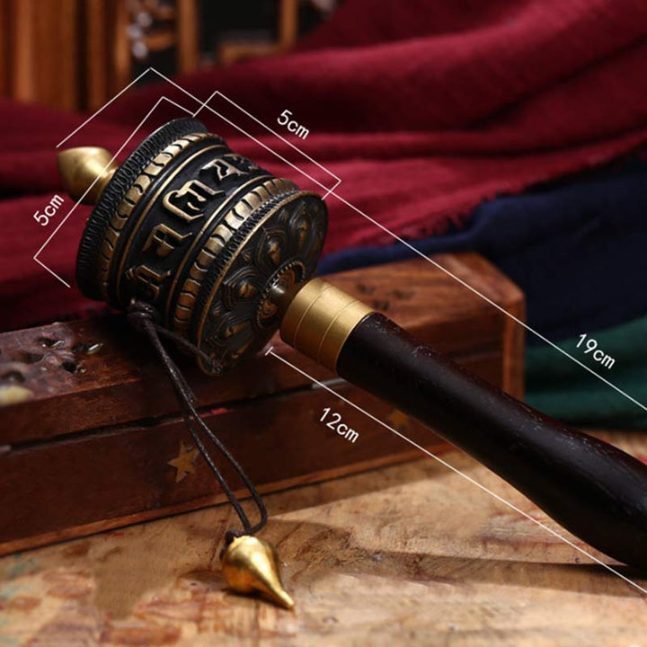Tibetan Prayer Wheel Six True Words Copper Meditation Decoration - image 7