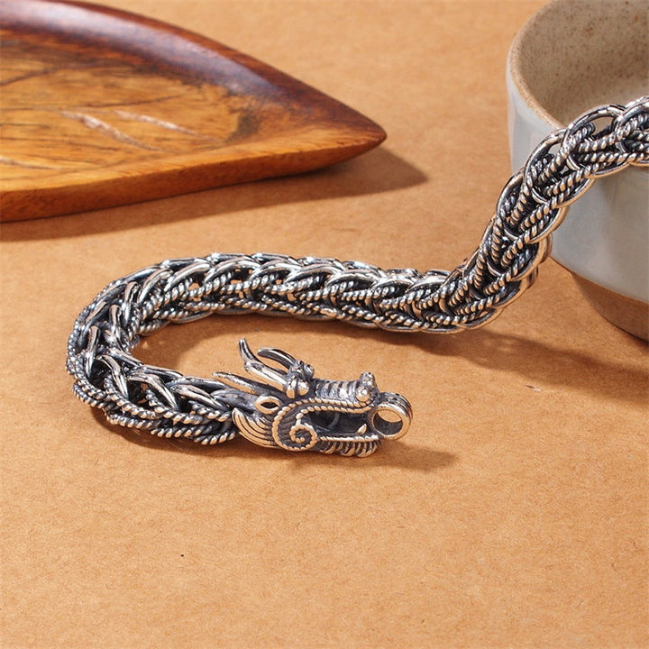 Buddha Stones 925 Sterling Silver Dragon Success Strength Bracelet Bangle - image 4