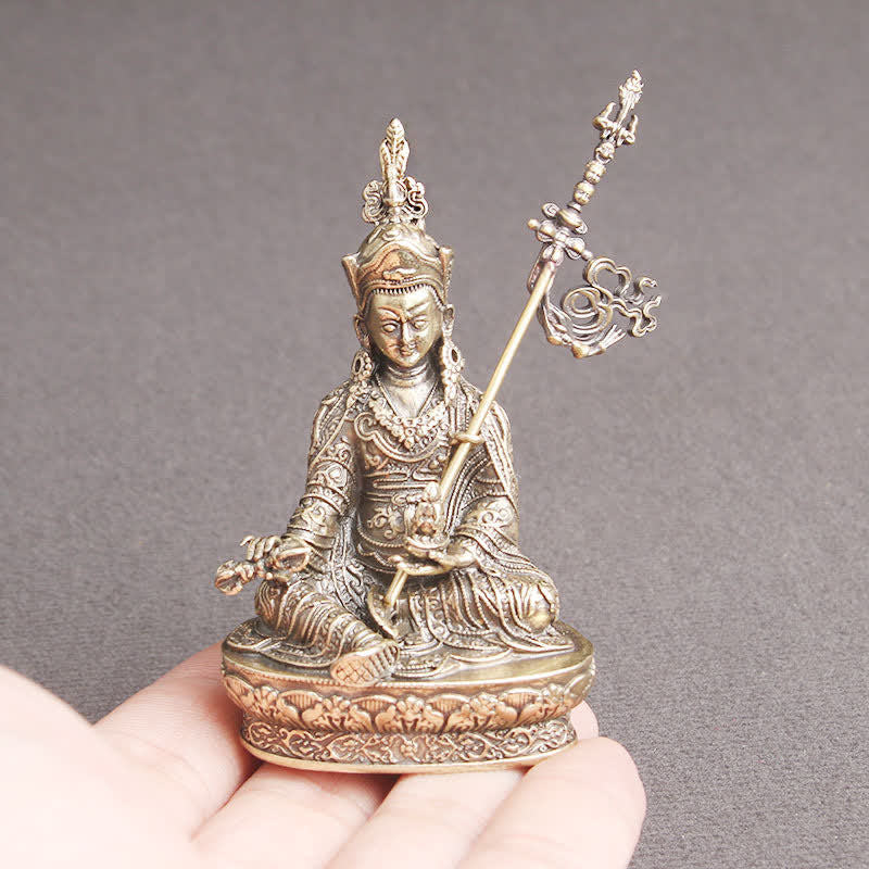 Padmasambhava Buddha Figure Serenity Copper Statue Decoration Temple Ornament - image 2