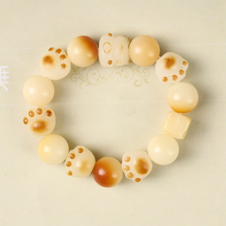 Buddha Stones Natural Bodhi Seed Sandalwood Lucky Cute Cat Head Paw Claw Peace Bracelet - image 21