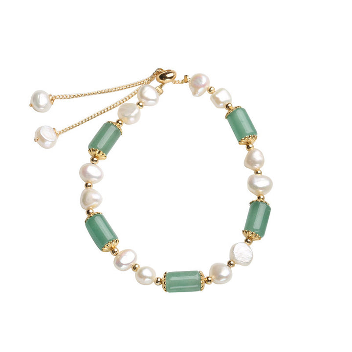 Buddha Stones Green Aventurine Pearl Pink Crystal Bead Luck Bracelet - image 0