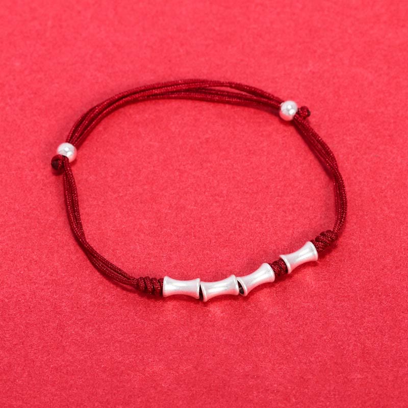 Buddha Stones 925 Sterling Silver Bamboo Design Protection Luck Braided Bracelet - image 15