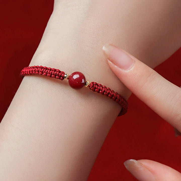 Buddha Stones Lucky Cinnabar Bead Blessing Red String Bracelet