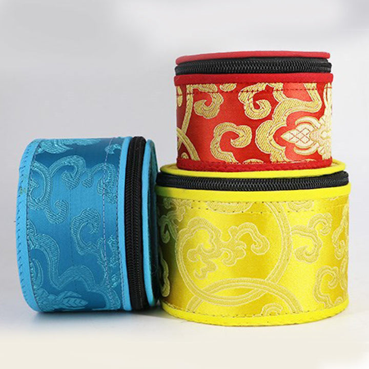 Tibetan Singing Bowl Storage Bag with Zipper Closure Decoration - image 0